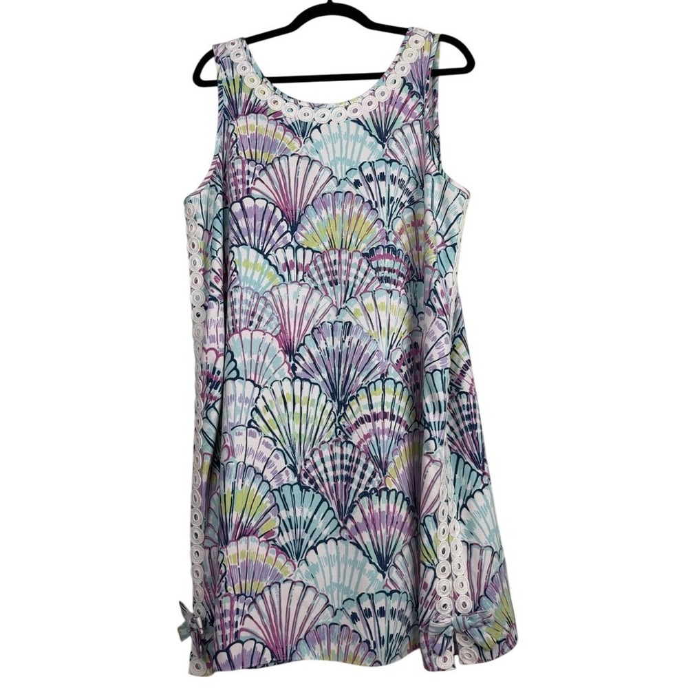 Lilly‎ Pulitzer Shell Print Crochet Neck Sleeveless A-Line Dress Size 14